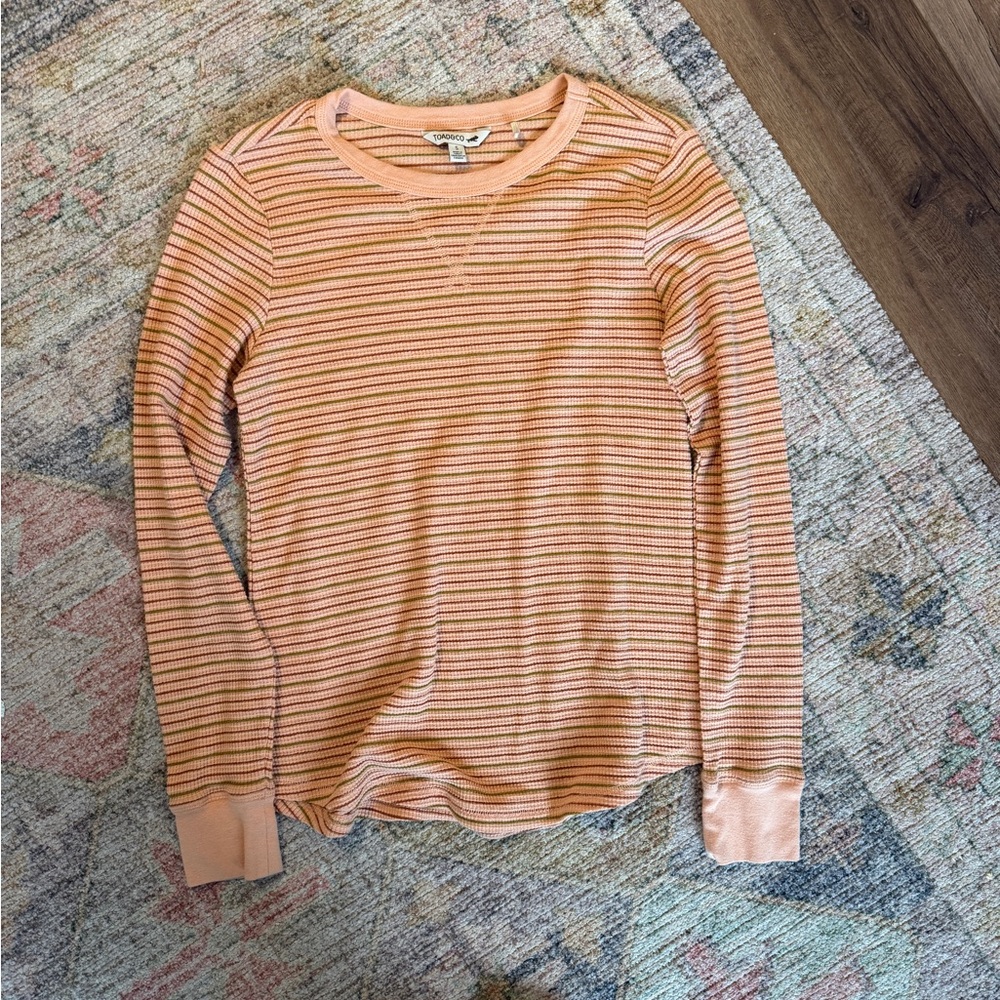 Toad & Co Striped Peach & Pink Long Sleeve Thermal Top